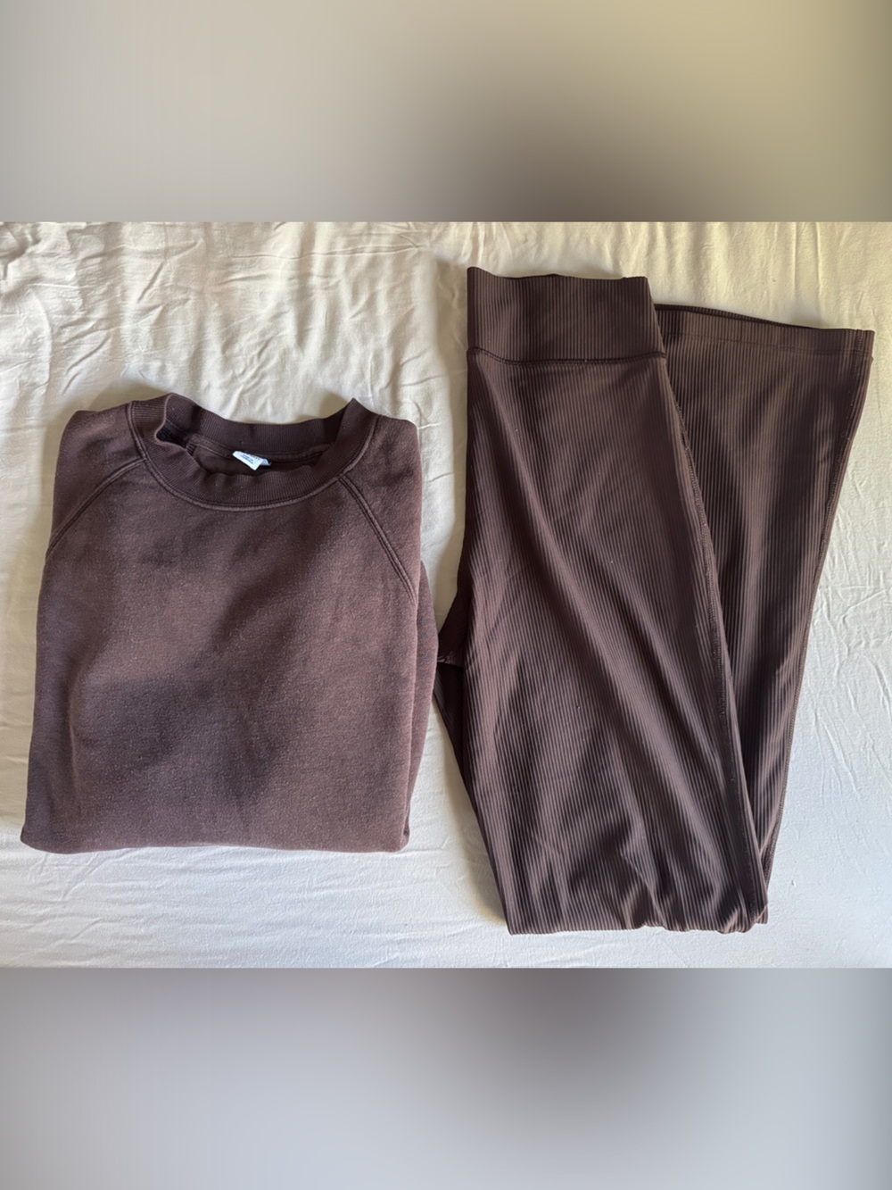 Old Navy Brown Ribbed Flair Leggings with Matching Sweatshirt Set